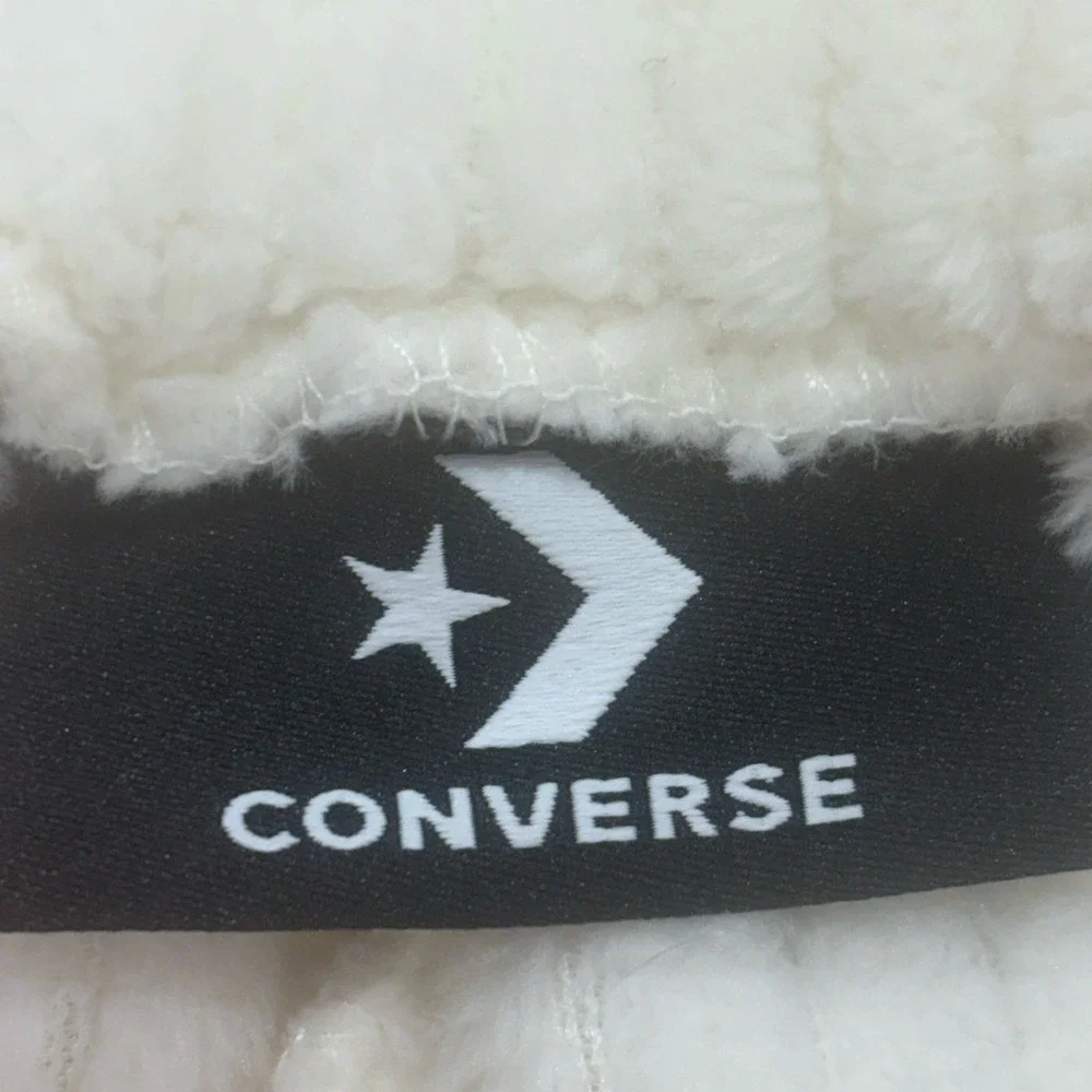 Converse Kids Sherpa Fleece Corduroy Wide Leg Jogger Pants Cream Girls Small